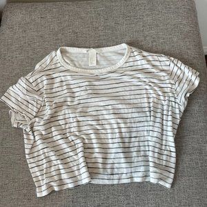 Moving sale! Basic Black and White Striped Cropped Tee - Size M
